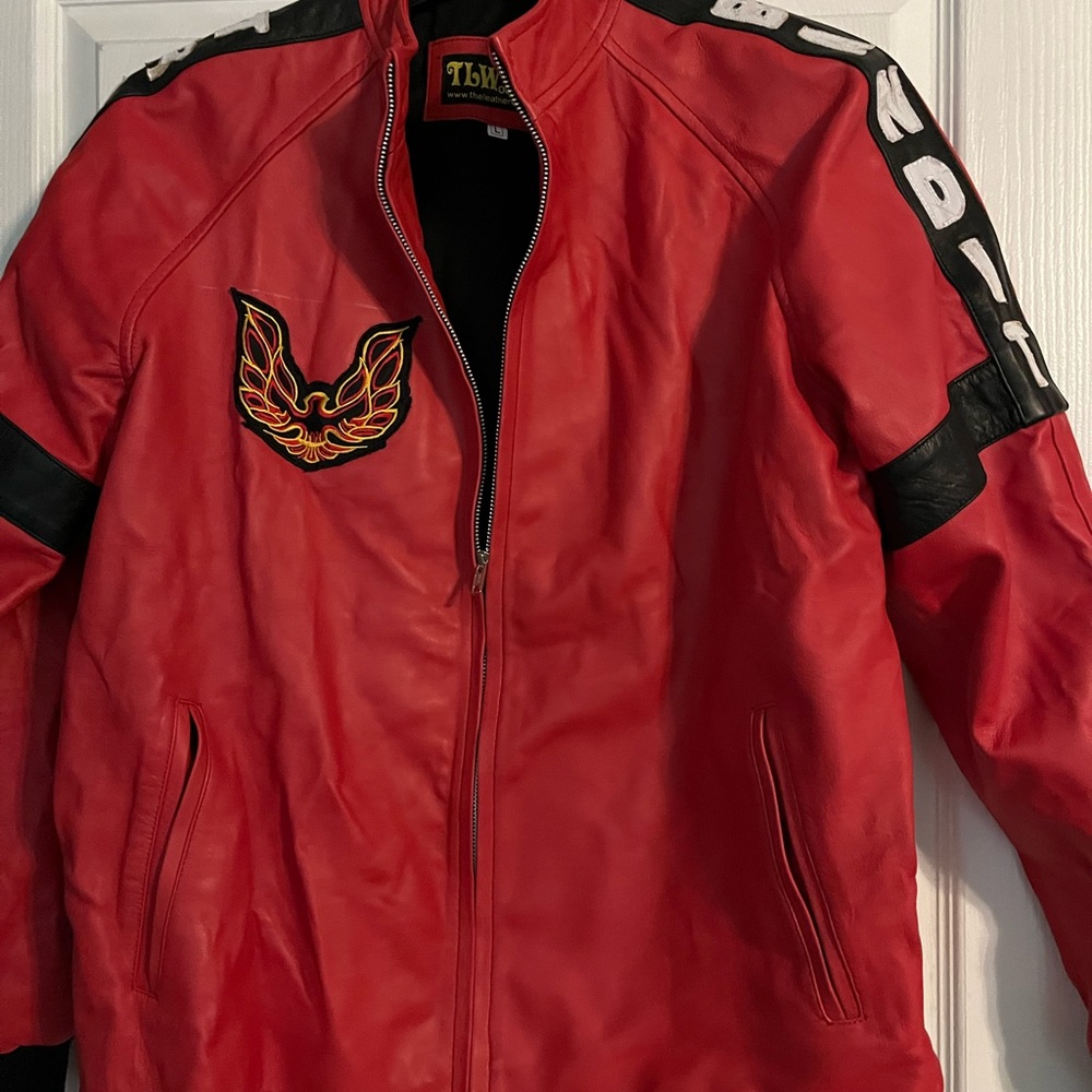 Red Leather Jacket with Black Accents